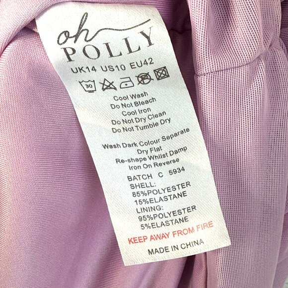 Oh Polly Ruched Sheer Mesh Gathered Mini Dress Womens US 10 UK 14 Pink Lavender - Picture 8 of 8